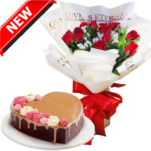 Online 12 Pcs Red Rose With Creamy Caramel Dedication Cake By Red Ribbon To Cebu Philippines